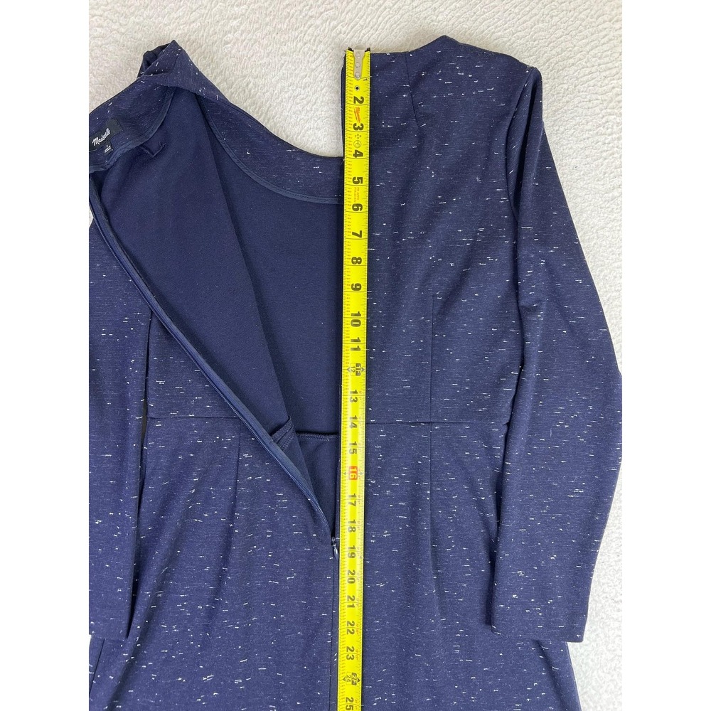 Madewell Womens 4 Blue Knit Fit & Flare Dress Long‎ Sleeve Pleated E6044 - Picture 10 of 11